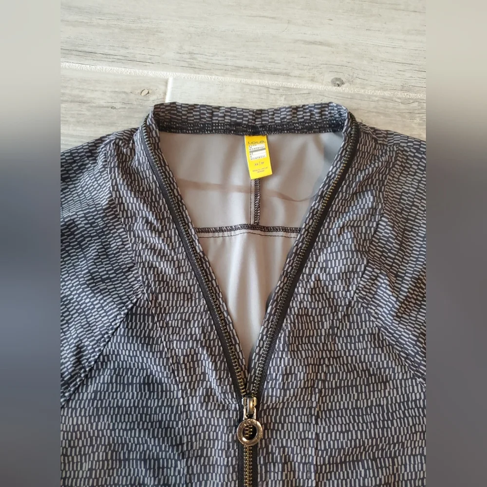 Lole Gray Geometric Zip Up XS Athletic Dress Recycled Fabric Pickleball Tennis - Picture 2 of 8